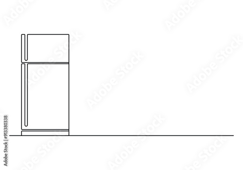 Refrigerator continuous one line drawing vector illustration. Pro vector