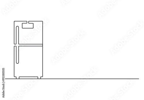 Refrigerator continuous one line drawing vector illustration. Pro vector