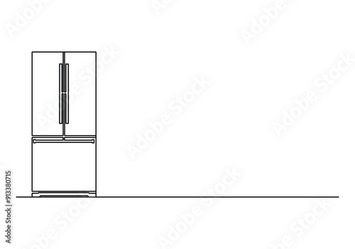 Refrigerator continuous one line drawing vector illustration. Pro vector