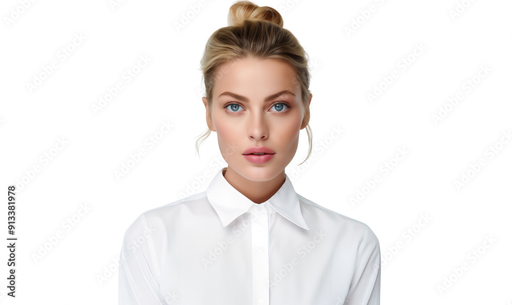 Portrait of a beautiful European woman with blonde hair and clean skin, isolated on transparent background Portrait of a beautiful European woman with blonde hair and clean skin, isolated on transparent background