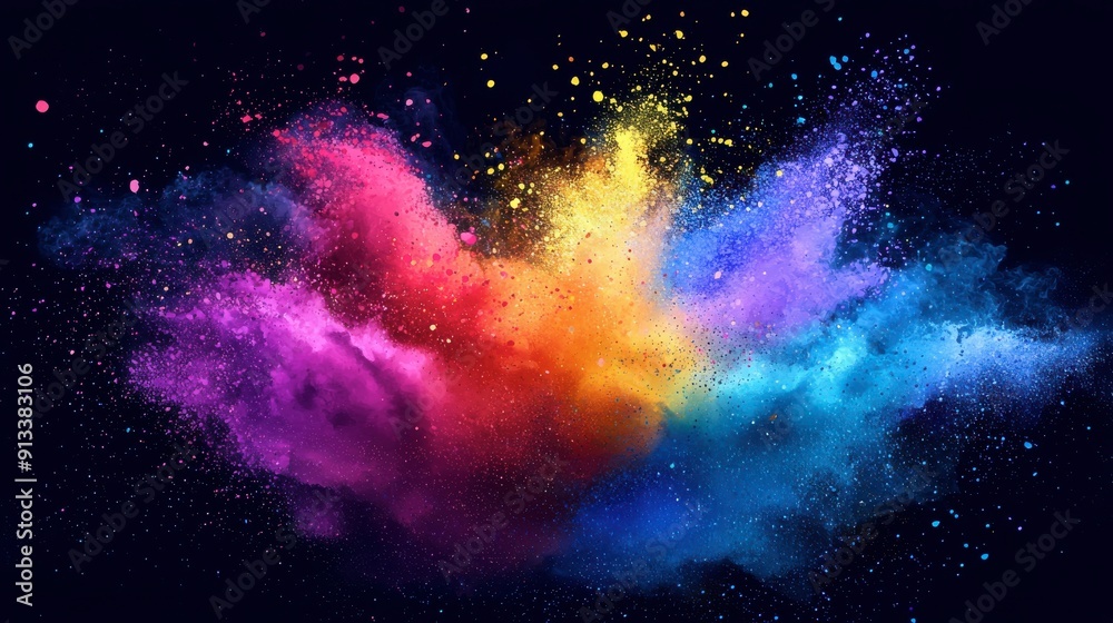 A colorful explosion of paint is shown in the image