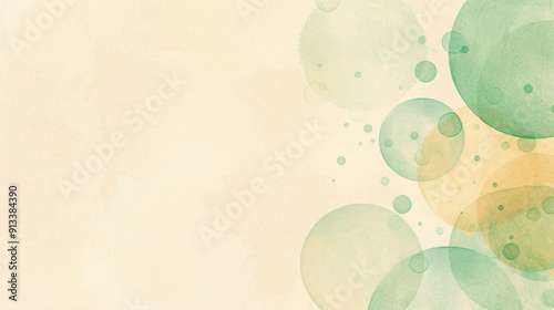 Abstract Watercolor Background with Green and Yellow Circles.