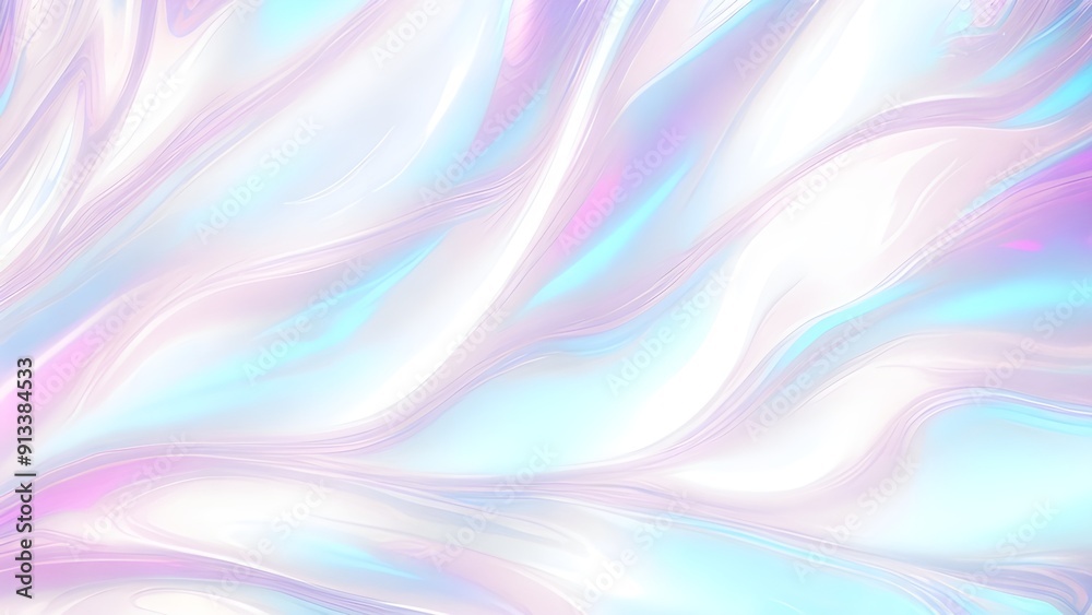 Holographic background seamless trendy iridescent light foil texture. Soft holographic pastel unicorn marble background pattern. Modern pearlescent blurry abstract swirl illustration.	
