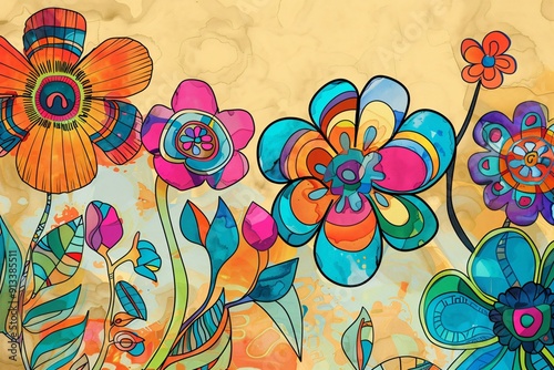 Abstract Watercolor Floral Illustration.