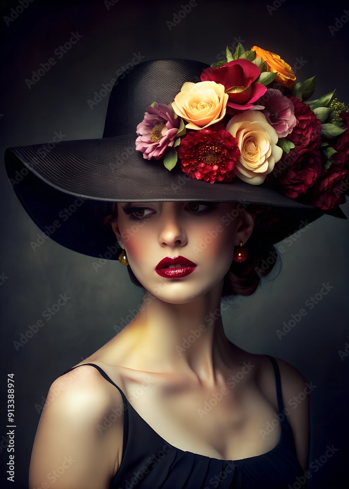 Naklejka premium portrait of a woman with a flower