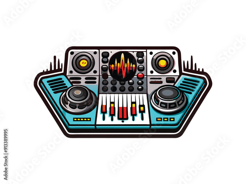 Design a logo featuring a stylized mixing console, incorporating a sound wave design,  and the number 17.