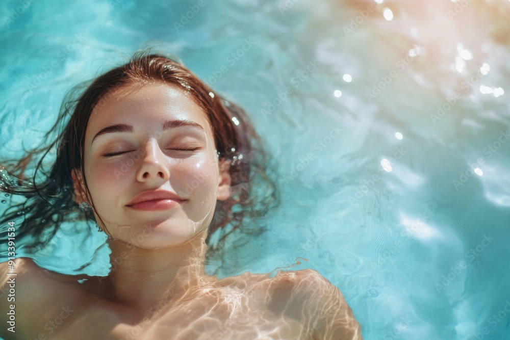 Tranquil Woman Floating in Water Tranquil Woman Floating in Water