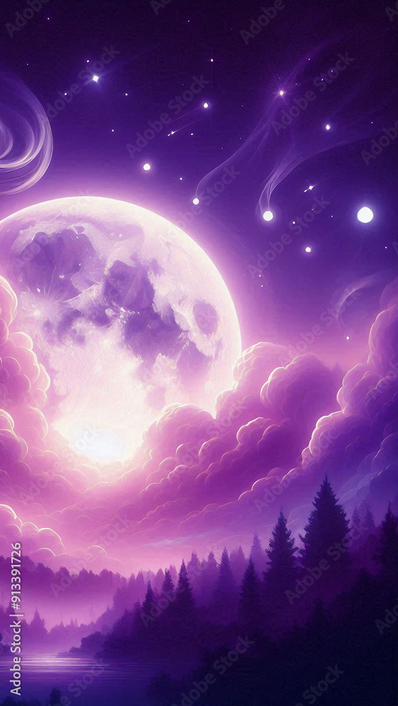 Deep midnight gradient dreamy moonlight sky with fluffy clouds and glowing stars phone HD wallpaper Deep midnight gradient dreamy moonlight sky with fluffy clouds and glowing stars phone HD wallpaper