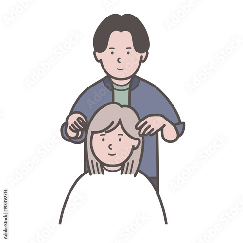 ヘアスタイルのカウンセリングする男性美容師