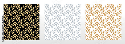 Collection of flower geometric patterns. Seamless vector backgrounds. Colored ornaments. Ornament for fabric, wallpaper, packaging. Decorative prints
