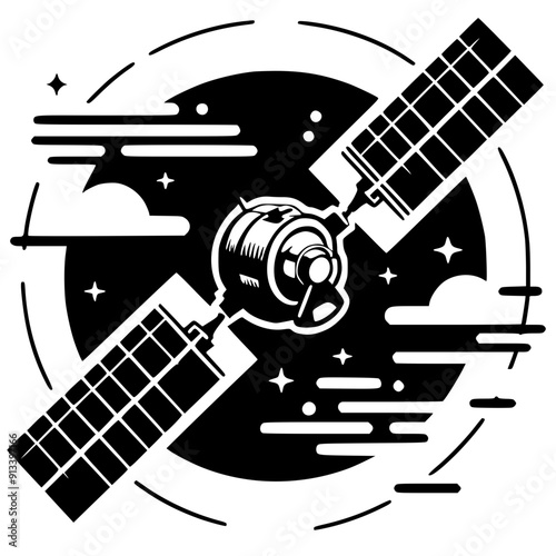 Space satellite silhouette
