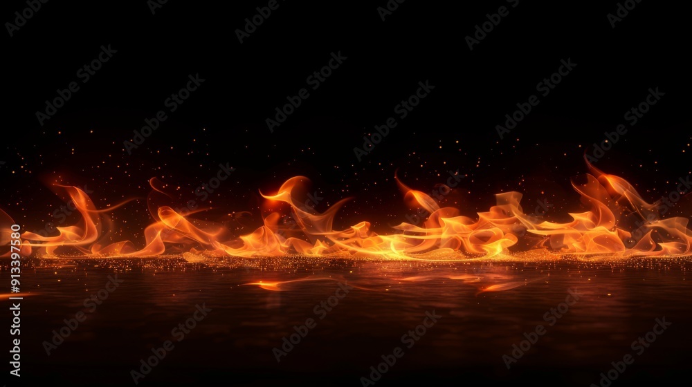 Naklejka premium Fire flames on dark background illustraiton generated by ai