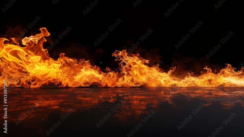 Fire flames on dark background illustraiton generated by ai Fire flames on dark background illustraiton generated by ai