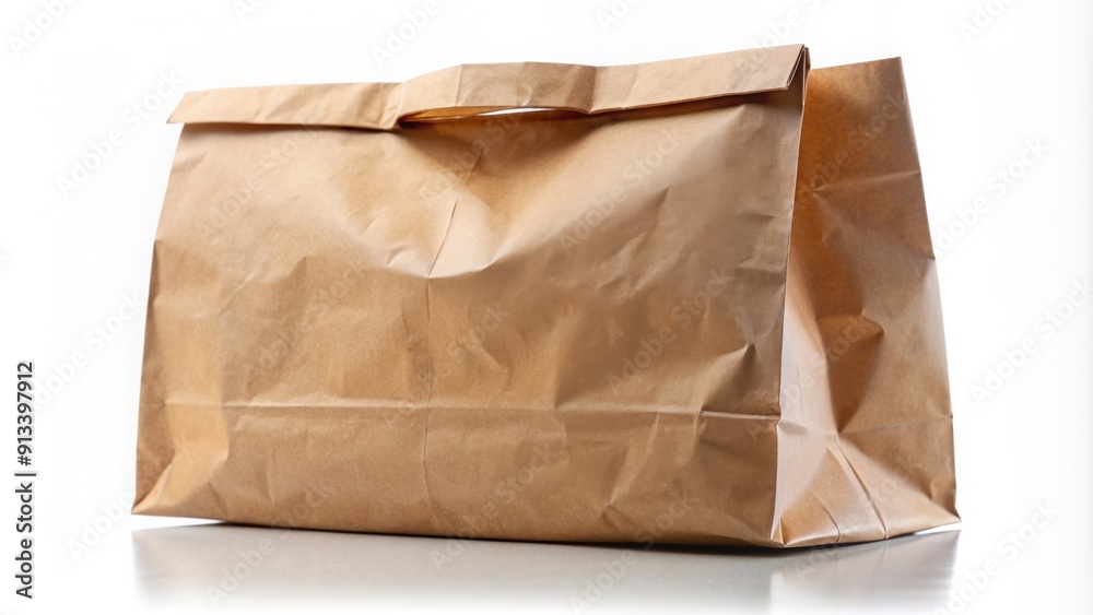 Brown paper bag isolated on white background, brown bag, paper, eco-friendly, recyclable, grocery, sustainable, shopping Brown paper bag isolated on white background, brown bag, paper, eco-friendly, recyclable, grocery, sustainable, shopping