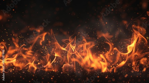 Fire flames on dark background illustraiton generated by ai photo