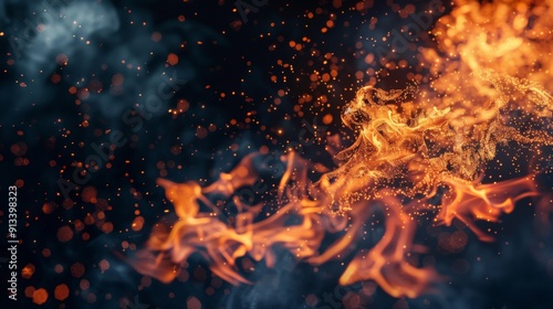 Fire flames on dark background illustraiton generated by ai