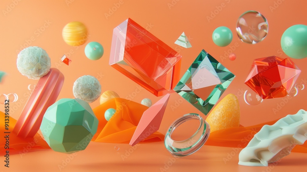 Abstract Composition of Vibrant Geometric Shapes Abstract Composition of Vibrant Geometric Shapes