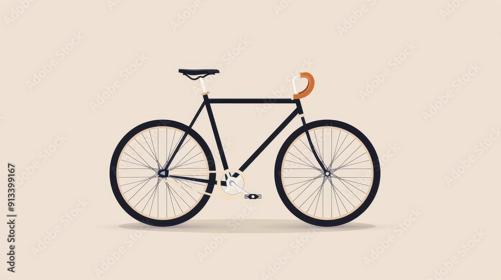 Minimalist bike with two wheels, clean 2D vector art, basic and plain design, straightforward and uncomplicated style Minimalist bike with two wheels, clean 2D vector art, basic and plain design, straightforward and uncomplicated style