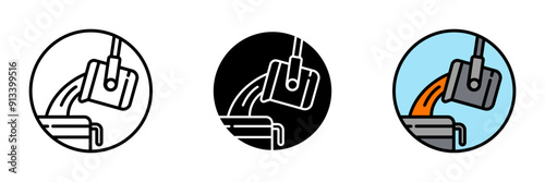Foundry Icon, Facility for melting and casting metal into various shapes, essential for metalworking and manufacturing processes.