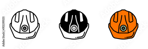 Hard Hat Icon, Protective headgear used in construction and industrial environments to safeguard against falling objects and impacts.