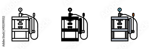 Hydraulic Press Icon, Machine that uses hydraulic force to shape or compress materials, essential for manufacturing and metalworking.