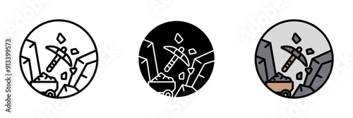 Mining Icon, Extraction of minerals and resources from the earth, involving various techniques and machinery for resource retrieval.