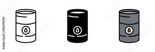Oil Barrel Icon, Container used for storing and transporting oil and petroleum products, essential for energy and industrial applications.