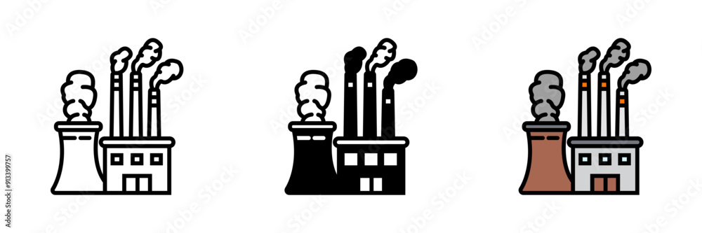 Smokestack Icon, Tall chimney used for venting smoke and gases from industrial processes, commonly found in factories and power plants. Smokestack Icon, Tall chimney used for venting smoke and gases from industrial processes, commonly found in factories and power plants.
