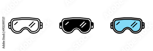 Safety Goggles Icon, Protective eyewear designed to shield eyes from debris, chemicals, or hazards in various industrial and work environments.