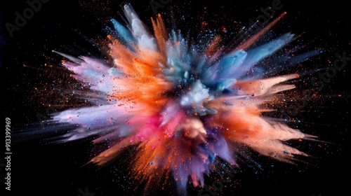 Vibrant color explosion on dark background illustration generated by ai