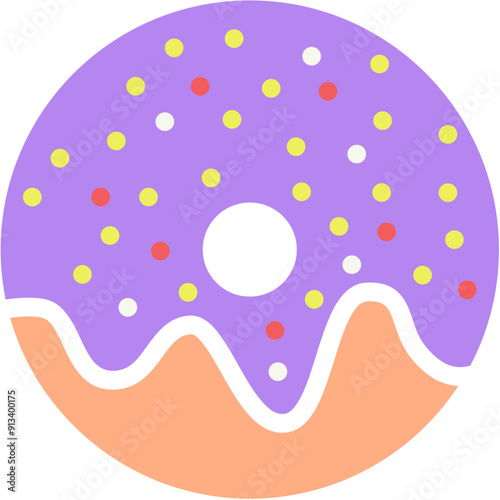 Donuts with sprinkle topping. Vector format file. Editable file.