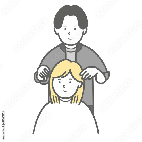 ヘアスタイルのカウンセリングする男性美容師