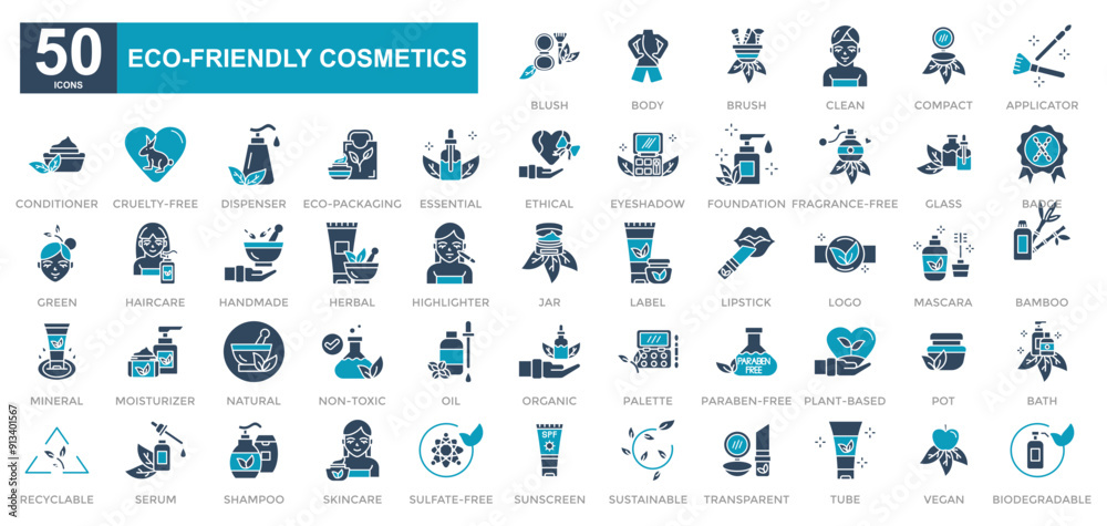Eco-Friendly Cosmetics iconset Eco-Friendly Cosmetics iconset