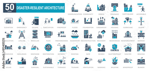 Disaster-Resilient Architecture iconset