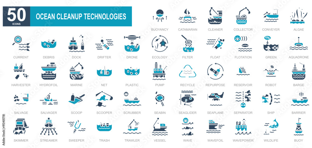 Ocean Cleanup Technology iconset Ocean Cleanup Technology iconset