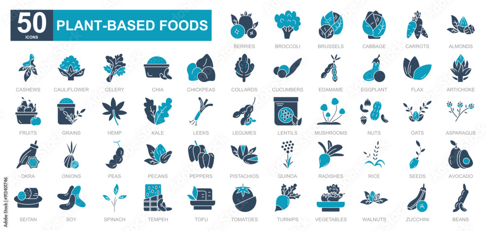 Plant-Based Foods iconset Plant-Based Foods iconset