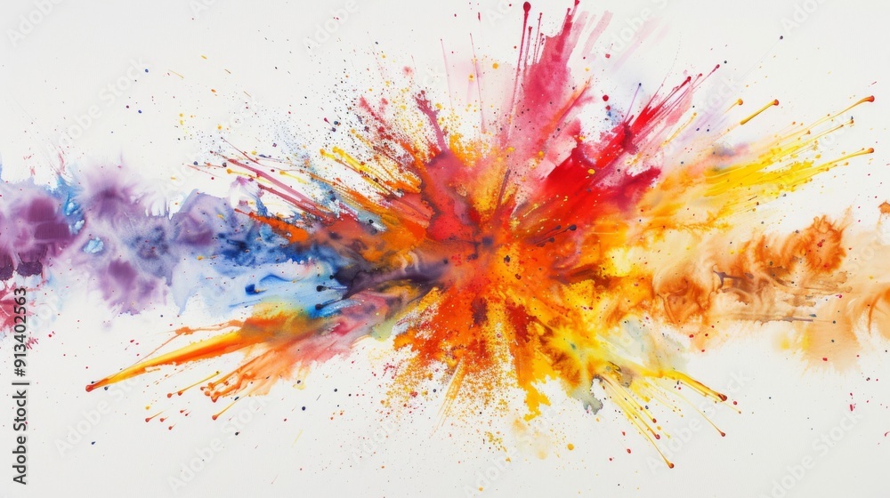 Vibrant color explosion on white background illustration generated by ai Vibrant color explosion on white background illustration generated by ai