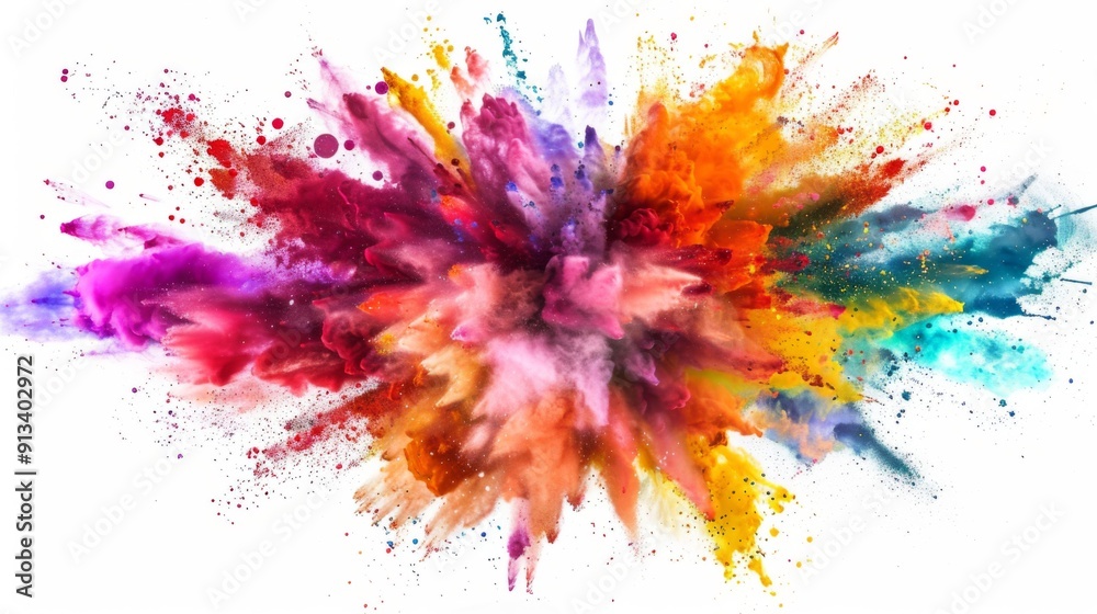 Vibrant color explosion on white background illustration generated by ai Vibrant color explosion on white background illustration generated by ai
