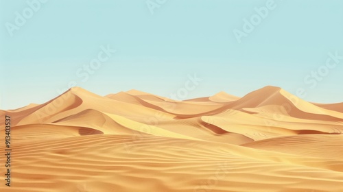 Sandy Desert Landscape Under a Clear Blue Sky