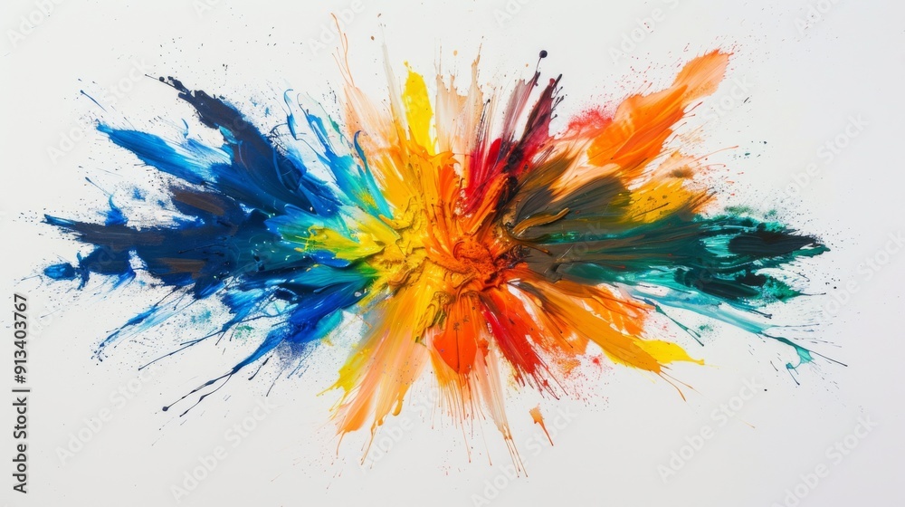 Vibrant color explosion on white background illustration generated by ai Vibrant color explosion on white background illustration generated by ai