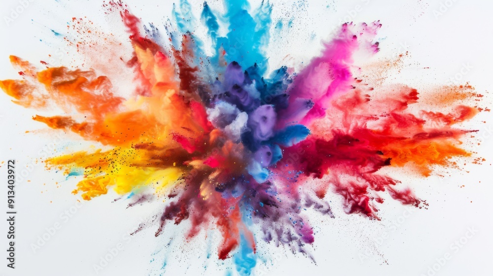 Vibrant color explosion on white background illustration generated by ai