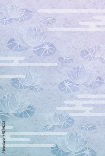 喪中　蓮　はがき　和柄　背景