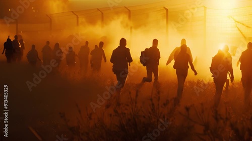 People running away from a dangerous situation.