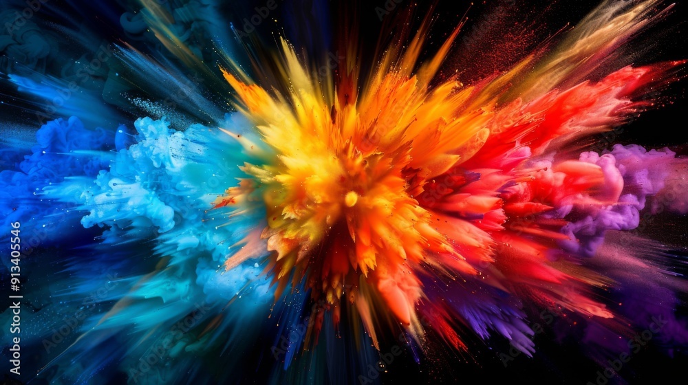 Fototapeta premium Vibrant color explosion on dark background illustration generated by ai