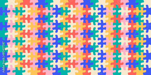 Background with jigsaw puzzle 200 colorful pieces image vector.	
