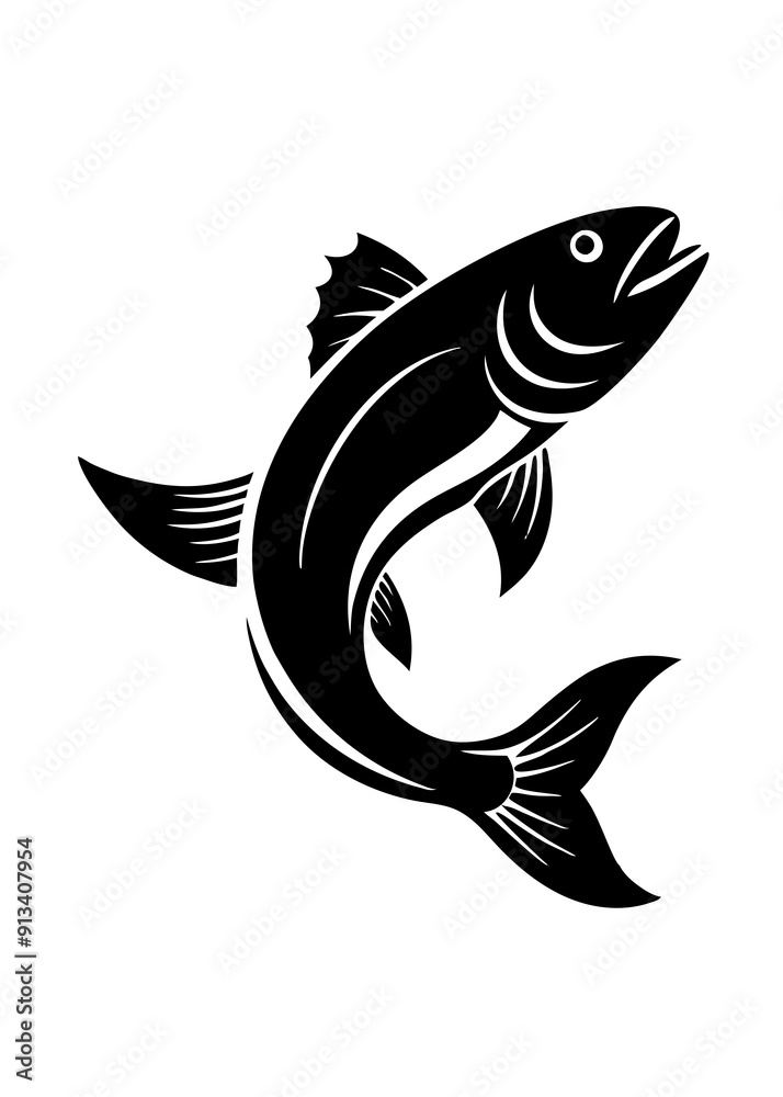 Fototapeta premium Dynamic fish icon silhouette vector art illustration