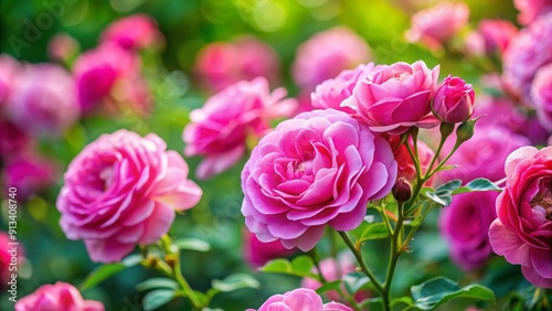 Close-up of vibrant pink roses blooming in a garden , flowers, petals, nature, summer, floral, beautiful, vibrant, garden