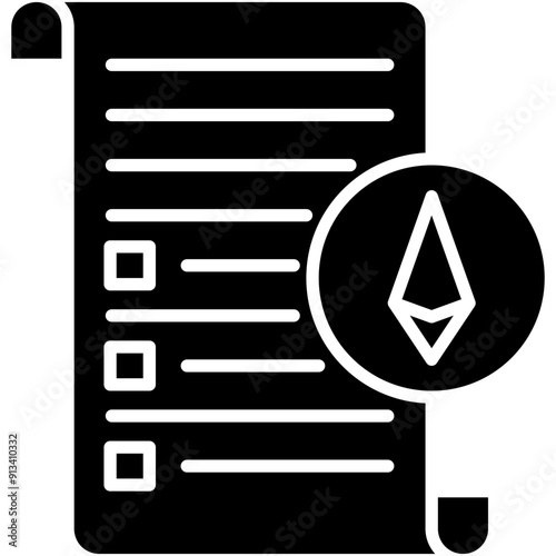 Listing Icon. Coin Market List Pictogram Graphic Illustration. Isolated Simple Solid Icon For Infographic, App and Web Button.