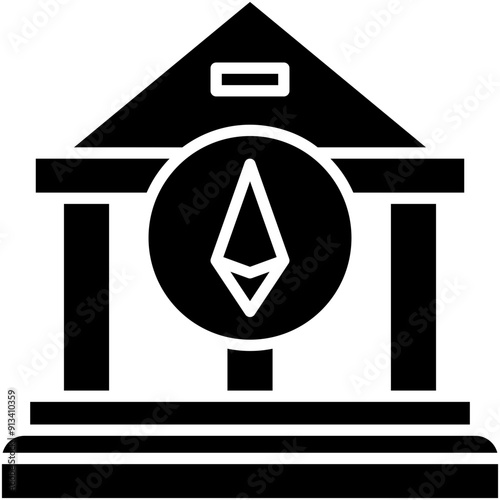 Governance Token Icon. Decentralized Stable Coin Pictogram Graphic Illustration. Isolated Simple Solid Icon For Infographic, App and Web Button.