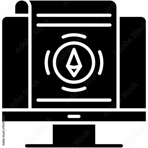 Listing Icon. Coin Market List Pictogram Graphic Illustration. Isolated Simple Solid Icon For Infographic, App and Web Button.